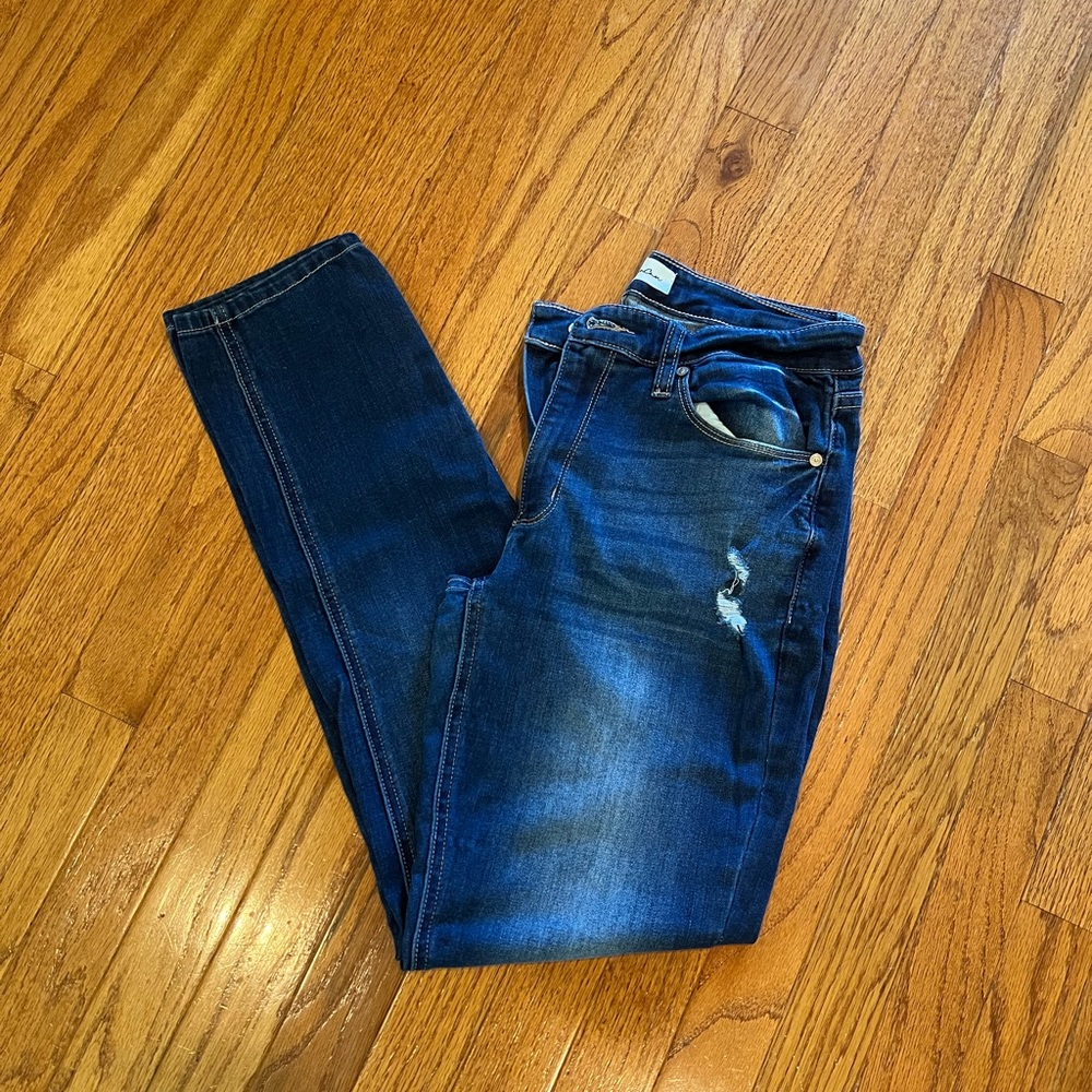 KanCan Minimally Distressed Straight Leg Denim